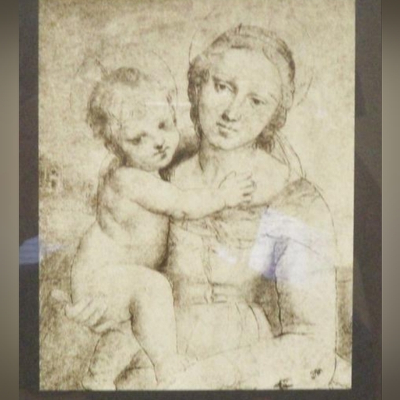 Mary And Jesus Mid-Century Print And Beautiful Golden Frame. - Picture 3 of 3